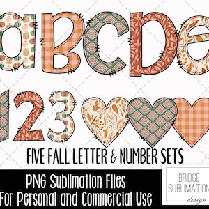 Fall Doodle Letters Bundle, Autumn Alphabet PNG, Fall Autumn Sublimation Design, Fall Pumpkin Leaves Foliage Doodle Font, Commercial Use