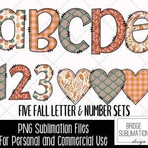 Fall Doodle Letters Bundle, Autumn Alphabet PNG, Fall Autumn Sublimation Design, Fall Pumpkin Leaves Foliage Doodle Font, Commercial Use