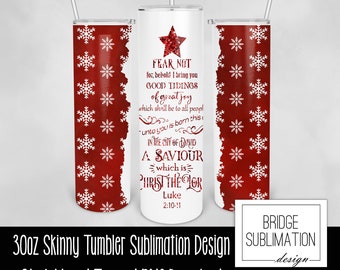 For Unto You Is Born Tumbler Wrap, 30oz Skinny Tumbler Sublimation Design Template, Luke 2, Christian Inspirational Tumbler, Commercial Use