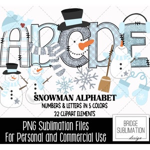 Alfabeto de boneco de neve PNG, Letras, Números e Acessórios de boneco de neve PNG, Alfabeto de Natal PNG, Fonte de boneco de neve, Fonte de neve, Inverno, Uso comercial