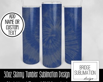Navy Blue Tie Dye 30oz Skinny Tumbler Sublimation, Navy Blue Tie Dye Tumbler Design, Digital Download, PNG Instant Download, Commercial