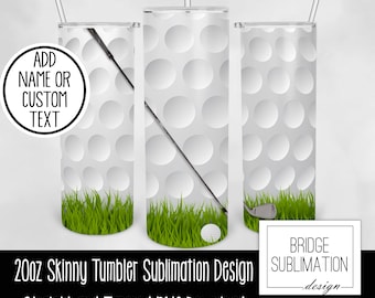 Golf Sublimation Wrap, Golf Sport 20 Unzen Skinny Tumbler Design Vorlage, Golf Ball Gras digitaler Download PNG Sofort Download, kommerziell
