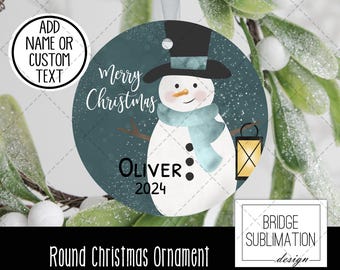 Plantilla PNG de sublimación de adorno redondo de muñeco de nieve, diseños de sublimación de adornos de muñeco de nieve PNG, descarga, personalización, uso comercial