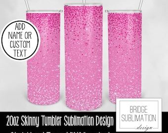 Hot Pink Ombre Glitter Tumbler Design, 20oz Skinny Tumbler Sublimation Template, Bright  Pink Wrap, Instant Digital Download PNG, Commercial