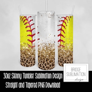 Softball Baseball 30oz Skinny Tumbler Sublimation Template Wrap, Baseball Softball Sports Tumbler, PNG Instant Download, Commercial