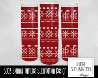 Sweater Weather Tumbler PNG, 30oz Skinny Tumbler Sublimation Design Template, Ugly Christmas Sweater, Red Christmas Tumbler, Commercial Use