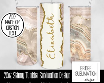 Pink Agate Gold Marble Glitter 20oz Skinny Tumbler  Sublimation Design, Add Name Template Digital Download PNG Instant Download, Commercial