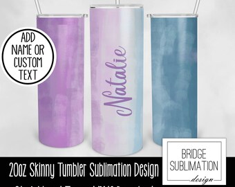 Purple & Teal Watercolor 20oz Skinny Tumbler Sublimation Design Template, Modern Tumbler, Digital Download PNG Instant Download, Commercial