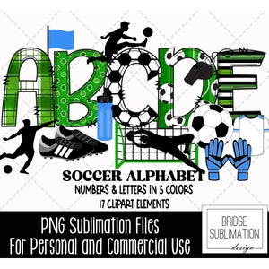 Soccer Doodle Alphabet Bundle, Soccer PNG Letters, Numbers & Accessories, Soccer Font, Sports Alphabet, Instant Download, Commercial Use