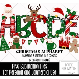 Christmas Alphabet PNG, Christmas PNG Letters, Numbers & Accessories, Santa Alphabet PNG, Christmas Font, Christmas Clipart, Commercial Use