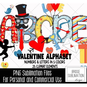 Alfabeto de San Valentín (PNG), letras, números y accesorios (PNG), fuente azul y roja, clipart de San Valentín (PNG)