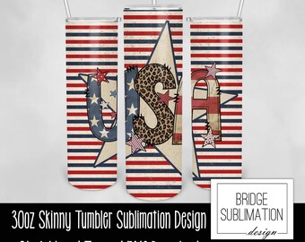 Vintage 4th of July USA 30 Unzen Skinny Becher Sublimation Design Template, Star Stripe USA Wrap, digitaler Download PNG, kommerzielle Nutzung
