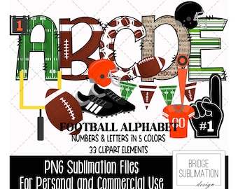 Football Doodle Alphabet Bundle, Football PNG Letters, Numbers & Accessories, Football Font, Sports Alphabet, Download, Commercial Use