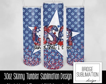 4th of July USA Land, das ich liebe 30 Unzen Skinny Becher Sublimation Design Template, USA Love Patriotic Wrap, digitaler Download PNG, kommerziell