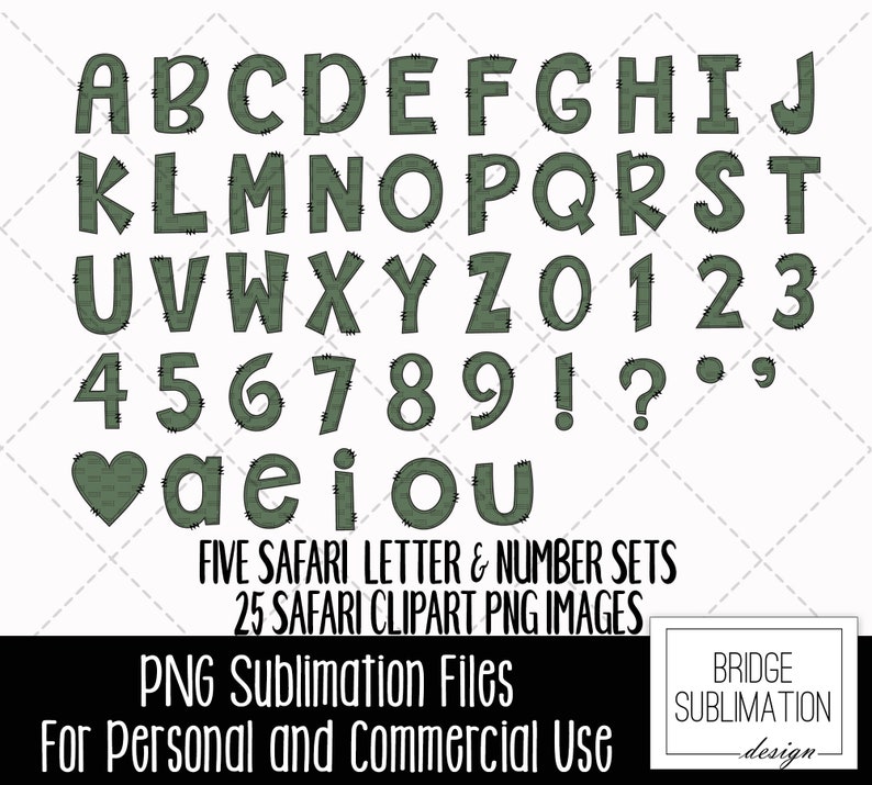 Safari Zoo Doodle Alphabet Bundle, Safari Zoo PNG Letters, Numbers & Accessories, Safari Clip Art Sublimation Design, Hand Drawn Letters PNG image 7