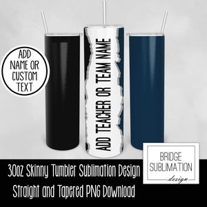 Marine Schwarz Lehrer oder Team 30 Unzen Skinny Becher Sublimation Design Vorlage, Blau Schwarz Namen hinzufügen, Digital PNG Sofort Download kommerzielle