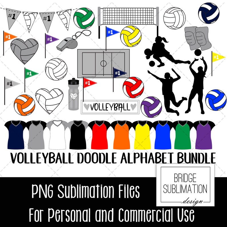 Volleyball Doodle Alphabet Bundle Volleyball PNG Letters - Etsy