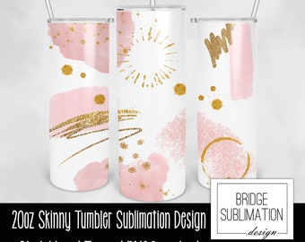 Spring Tumbler PNG, 20oz Skinny Tumbler Sublimation Design Template, Modern Tumbler, Blush Pink, Bridal Tumbler, Easter, Commercial Use