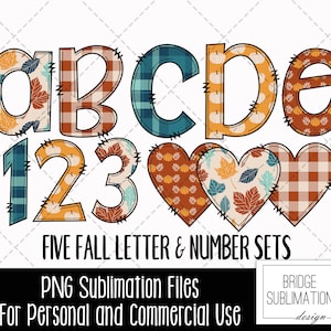 Pacote de Letras Boho para Rabiscos de Outono, Alfabeto de Outono PNG, Design de Sublimação de Outono, Fonte de Rabiscos de Abóboras com Folhas de Outono, Uso Comercial