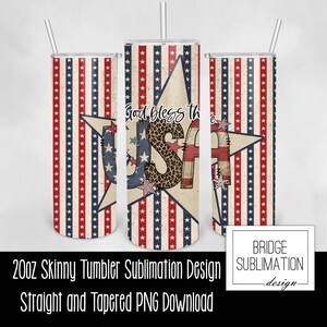 Vintage God Bless the USA Wrap PNG, 20oz Skinny Tumbler Sublimation Design Template, Patriotic Tumbler, 4th July PNG Wrap, Commercial Use
