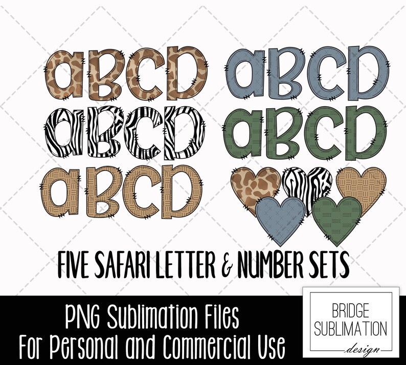 Safari Zoo Doodle Alphabet Bundle, Safari Zoo PNG Letters, Numbers & Accessories, Safari Clip Art Sublimation Design, Hand Drawn Letters PNG image 4