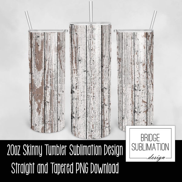 Barn Wood Tumbler PNG, 20oz Skinny Tumbler Sublimation Design Template, Weathered Wood Tumbler Wrap, White, Gray, Rustic Wood Commercial Use