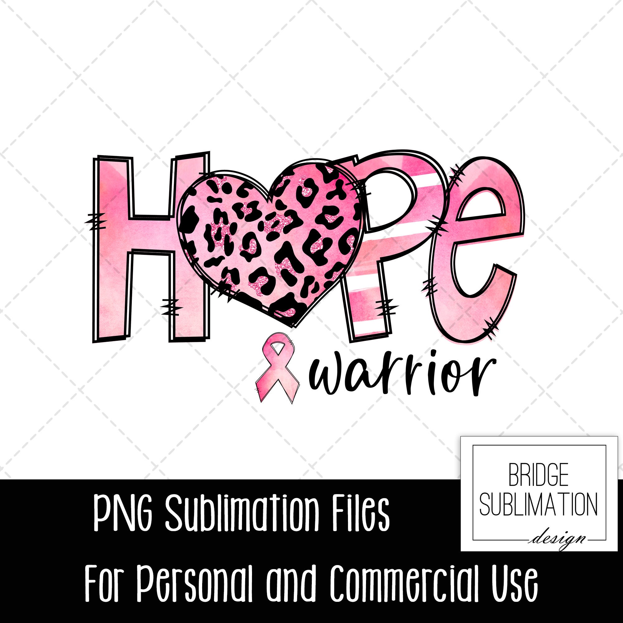 Pink Ribbon Heart Doodle Sublimation PNG Breast Cancer Awareness
