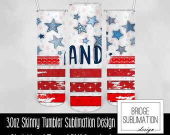 4th of July Sterne Streifen 30 Unzen Skinny Becher Sublimation Design Vorlage, Stern Streifen Flagge Patriotisch Wrap, digitaler Download PNG, kommerziell