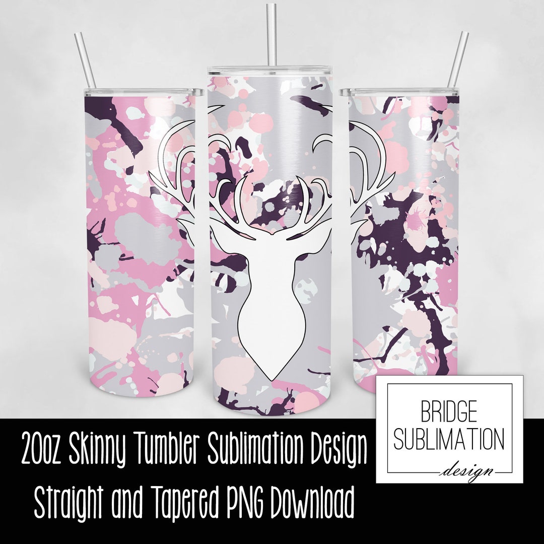 Pink Camo Tumbler PNG, 20 Oz Skinny Tumbler Sublimation Design Template ...