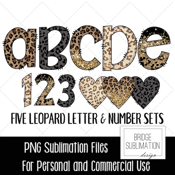 Leopard Alphabet PNG, Leopard Doodle Letters Bundle, Leopard Font PNG, Cheetah Font, Leopard Sublimation, Cheetah Alphabet PNG, Commercial