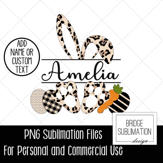 Easter PNG, Easter Sublimation Design, Easter Bunny PNG, Easter Bunny Sublimation, Add Name, Easter Leopard Print, Download, Commercial Use