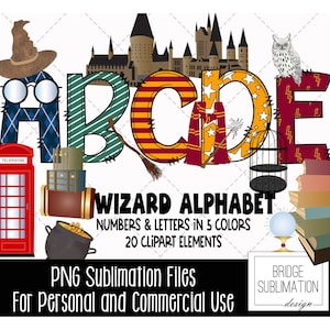 Wizard Magic Doodle Alphabet Bundle, Wizard PNG Letters, Numbers & Accessories, Magic Wizard Clip Art Sublimation Design, Letters PNG