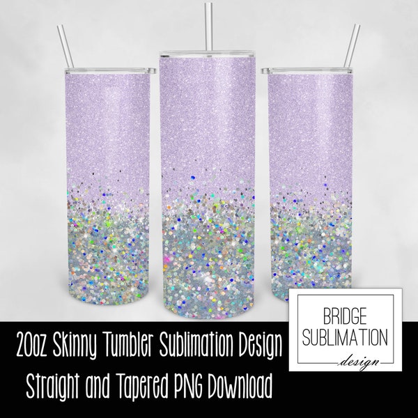 Holographic Glitter 20oz Skinny Tumbler, Purple Glitter  Sublimation Template Design, Tumbler, Digital PNG Instant Download Commercial