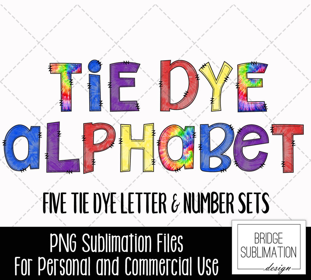 Tie Dye Doodle Letters Bundle, Tie Dye Letters & Numbers, Tie Dye ...