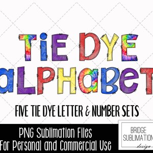 Tie Dye Doodle Letters Bundle, Tie Dye Letters & Numbers,  Tie Dye Sublimation Design,  Purple, Yellow, Red Blue Tie Dye Alphabet PNG