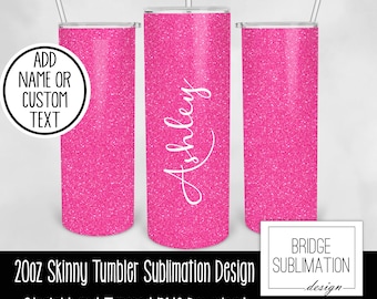 Rosa Glitzer Becher Wrap, 20 Unzen Skinny Becher Sublimation Design Vorlage, Hellrosa Glitzer Design PNG, Becher Wrap, kommerzielle Nutzung