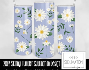 Daisy Becher PNG, 20 Unzen Skinny Becher Sublimation Design Vorlage, Frühlingsblume Becher Wrap PNG, Daisy Becher Wrap, Download, kommerzielle
