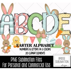 Easter Doodle Alphabet Bundle, Easter PNG Letters, Numbers & Accessories, Easter Sublimation Design, Easter Font PNG, Commercial Use