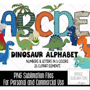 Pacote de alfabeto de dinossauros, letras, números e acessórios de dinossauros em PNG, design de sublimação de clipart de dinossauros, letras PNG desenhadas à mão