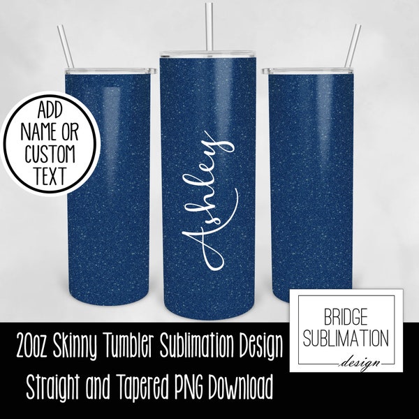 Navy Glitter Tumbler Wrap,  20oz Skinny Tumbler Sublimation Design Template, Navy Blue Glitter Design PNG, Tumbler Wrap, Commercial Use