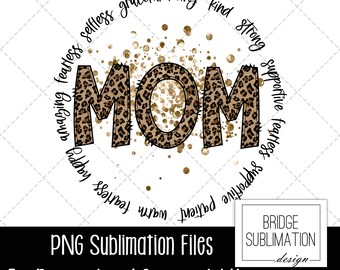 Mom Glitter PNG, Mom Sublimation Design, Mothers Day Sublimation Design PNG, Leopard Print Glitter Mom PNG, Mom, Commercial Use