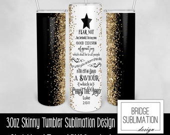 For Unto You Is Born Tumbler Wrap, 30oz Skinny Tumbler Sublimation Design Template, Luke 2, Christian Inspirational Tumbler, Commercial Use
