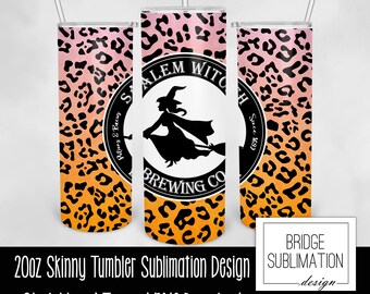 Witch's Brew Tumbler, 20oz Skinny Tumbler Sublimation Design Template, Halloween Tumbler Wrap, Witch's Brew Label, Download, Commercial Use