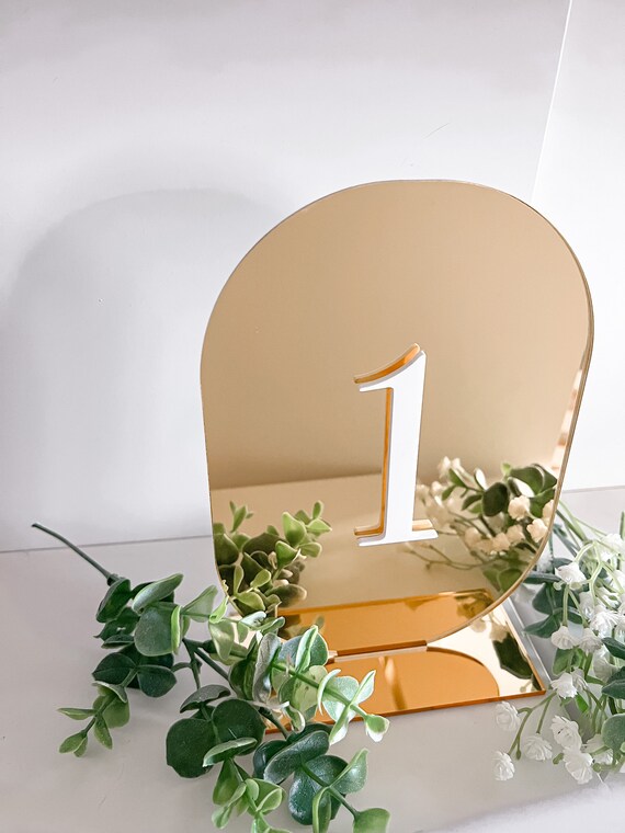 Rounded Table Numbers Modern Wedding Table Numbers Mirror Etsy