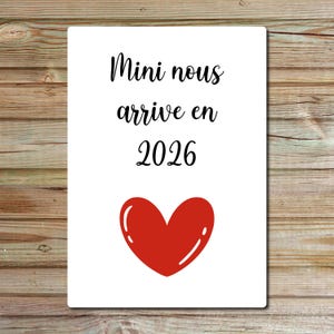Carte annonce grossesse, modèle au choix, Mini nous pour 2026, la famille s'agrandit, Bientôt papa mamie papi tonton tata grand-frère soeur