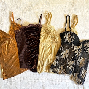 Vintage Y2K fairycore metallic coquette whimsy gothic cyber cami tops - size xS-s