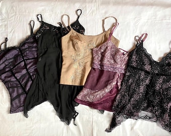 Vintage Y2K fairycore coquette whimsy gothic milkmaid cami tops - size S-M