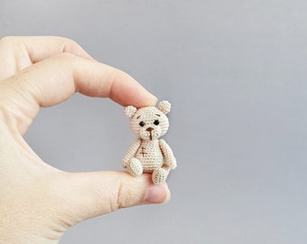 Teddybear, Pocket doll, Miniature bear 4,5 cm, Tiny amigurumi