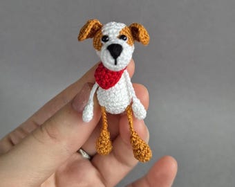 Cane in miniatura all'uncinetto, 5 cm/2", piccolo cucciolo amigurumi, cane da casa delle bambole, giocattolo da collezione fatto a mano