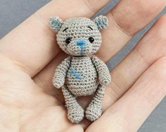 Mini orsetto, piccolo amico animale per bambola, micro uncinetto 4,5 cm